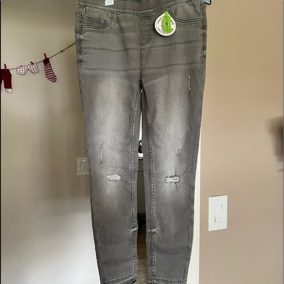 𝅺JUSTICE REPREVE GREY DENIM Jeggings size 16 - Picture 1 of 12